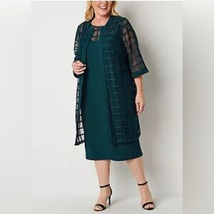 NWT Maya Brooke Size 14W Two Piece Dress Mallard